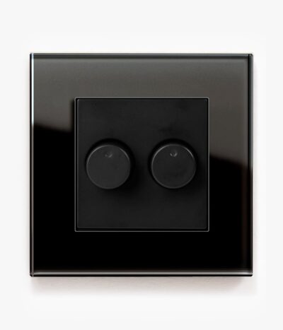 GIRA Esprit Black Glass double dimmer switch