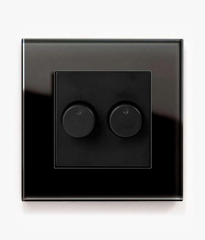 GIRA Esprit Black Glass double dimmer switch