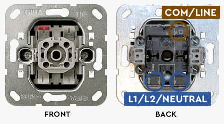 Gira rocker switch wiring points