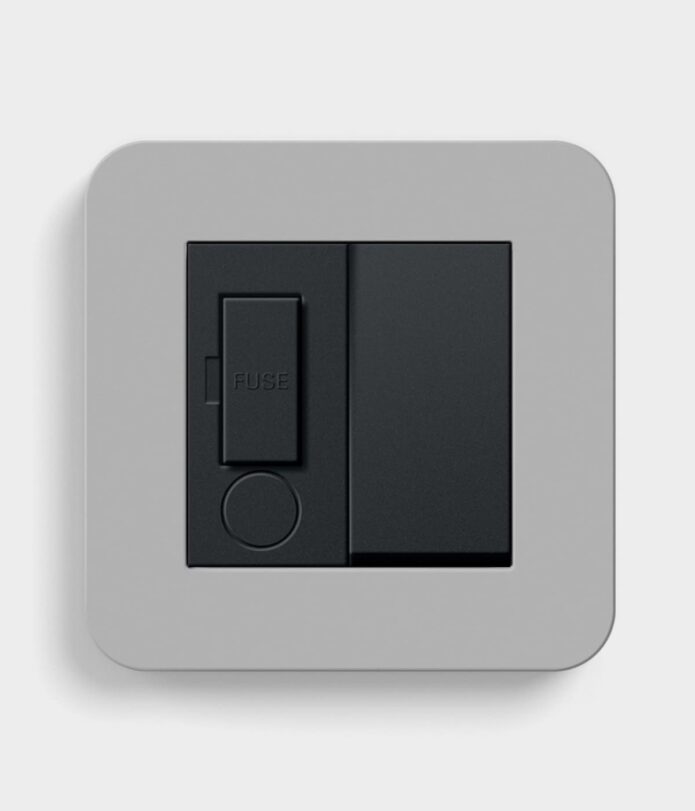GIRA E3 Mid Grey/Black switched fused spur