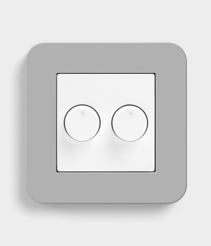 GIRA E3 Mid Grey/White double dimmer switch