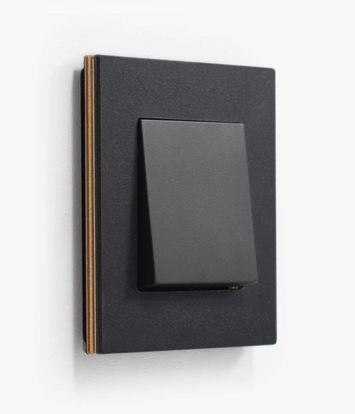 GIRA Esprit light switch in linoleum plywood anthracite