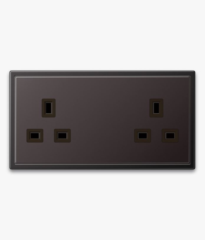 JUNG LS990 double socket in dark metal finish