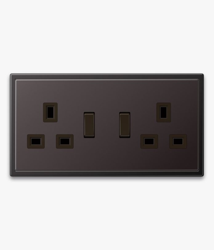 JUNG LS990 double socket in dark metal finish
