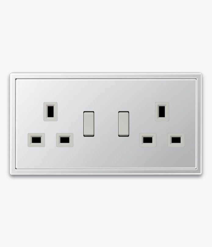 Jung LS990 Aluminium 2-gang switched socket