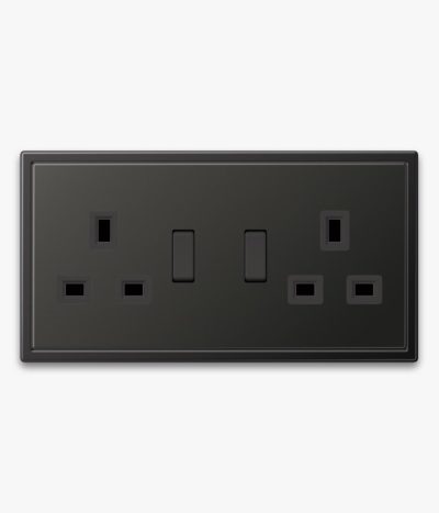 JUNG LS990 double socket in dark metal finish