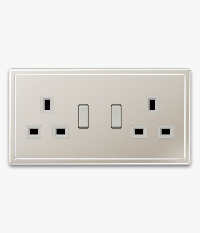 Jung LS990 Stainless Steel 2-gang switched socket