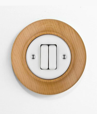 Katy Paty Roo Lignum Beech and porcelain light switch