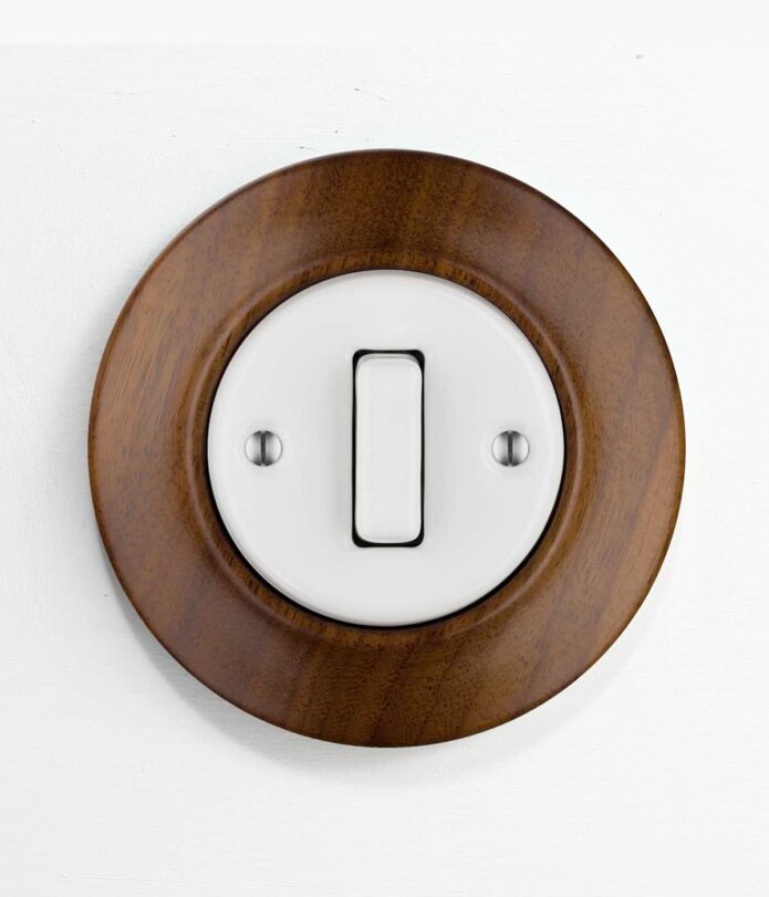 Katy Paty Roo Lignum Walnut and porcelain light switch