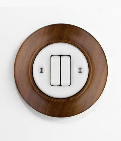 Katy Paty Roo Lignum Walnut and porcelain light switch