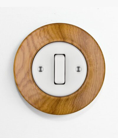 Katy Paty Roo Lignum Oak and porcelain light switch