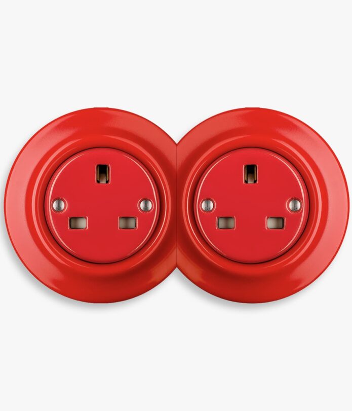 Katy Paty red porcelain double socket