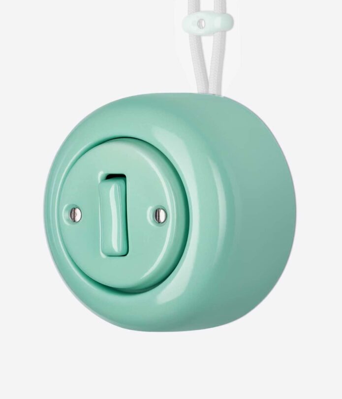 Katy Paty Colona surface mounted porcelain light switch in mint