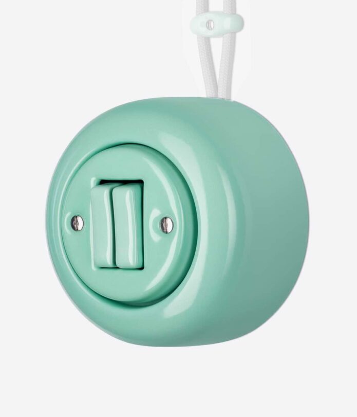Katy Paty Colona surface mounted porcelain light switch in mint
