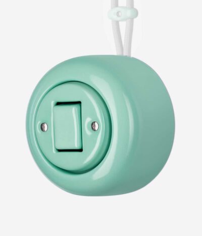 Katy Paty Colona surface mounted porcelain light switch in mint