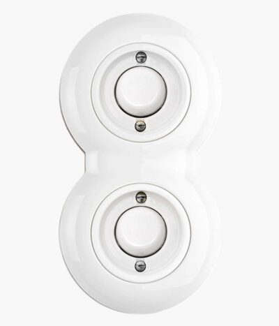 THPG Porcelain Button light switch in double frame