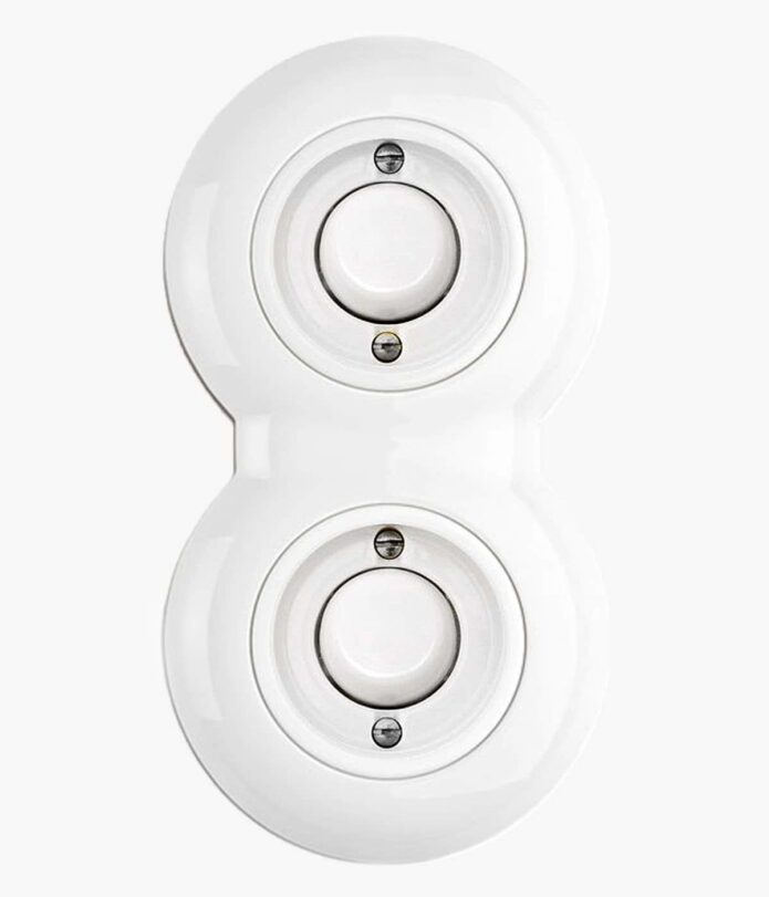 THPG Porcelain Button light switch in double frame