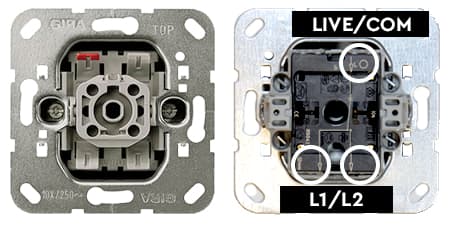Gira rocker switch wiring points